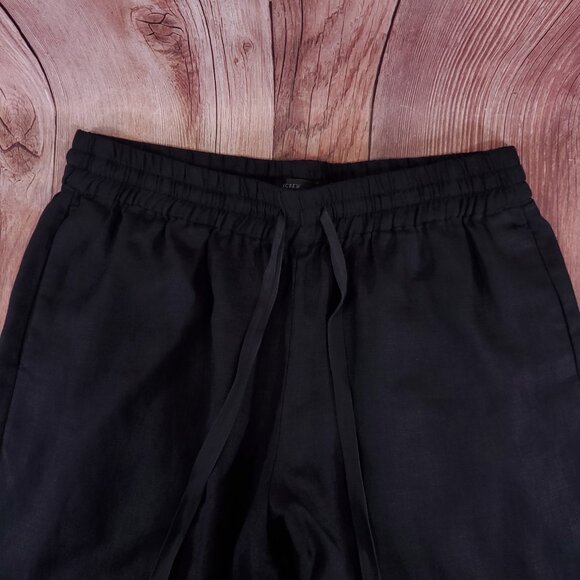 J Crew Wide Leg Seaside Pant In Linen Womens Size Large Black 100% Linen AY501 - Picture 3 of 10